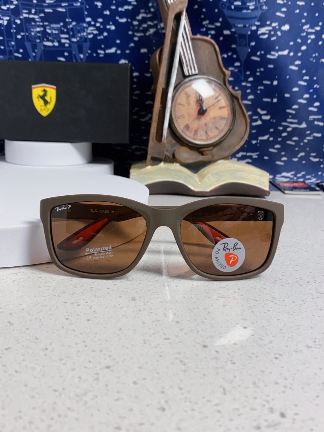Rayban雷朋法拉利联名 2025新款偏光太阳镜方形框眼镜男女墨镜大框 RB4558