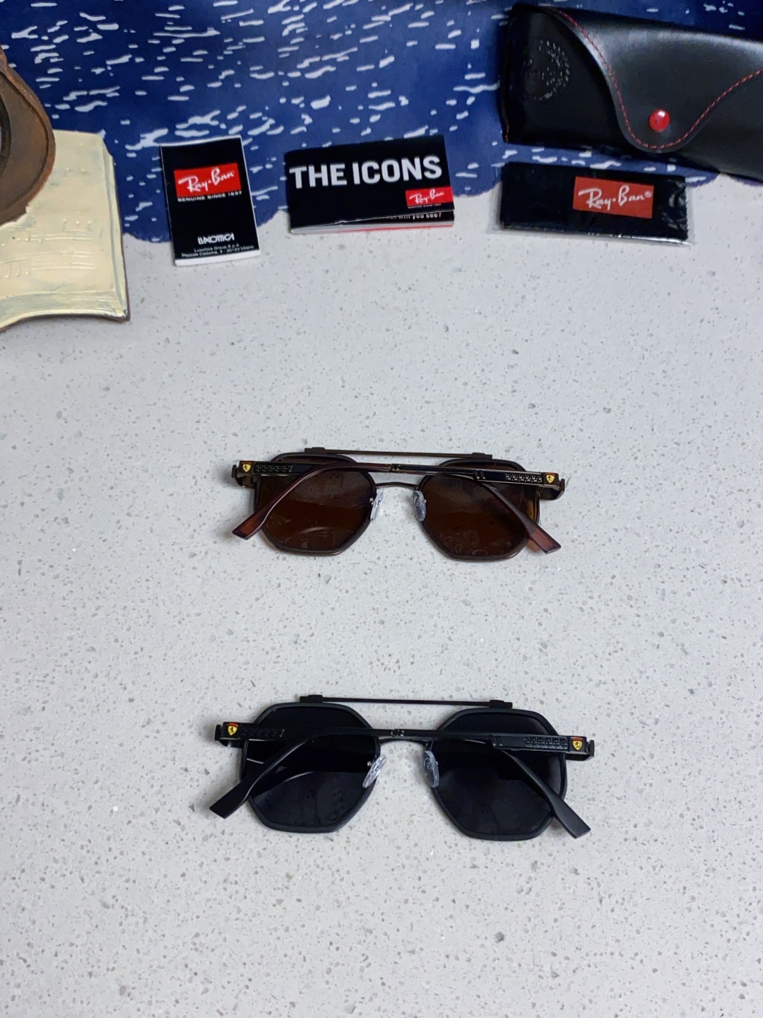 Rayban 雷朋 法拉利联名款 2025新款墨镜偏光夏季太阳镜男高级感蛤蟆镜大框金属防紫外线眼镜 RB