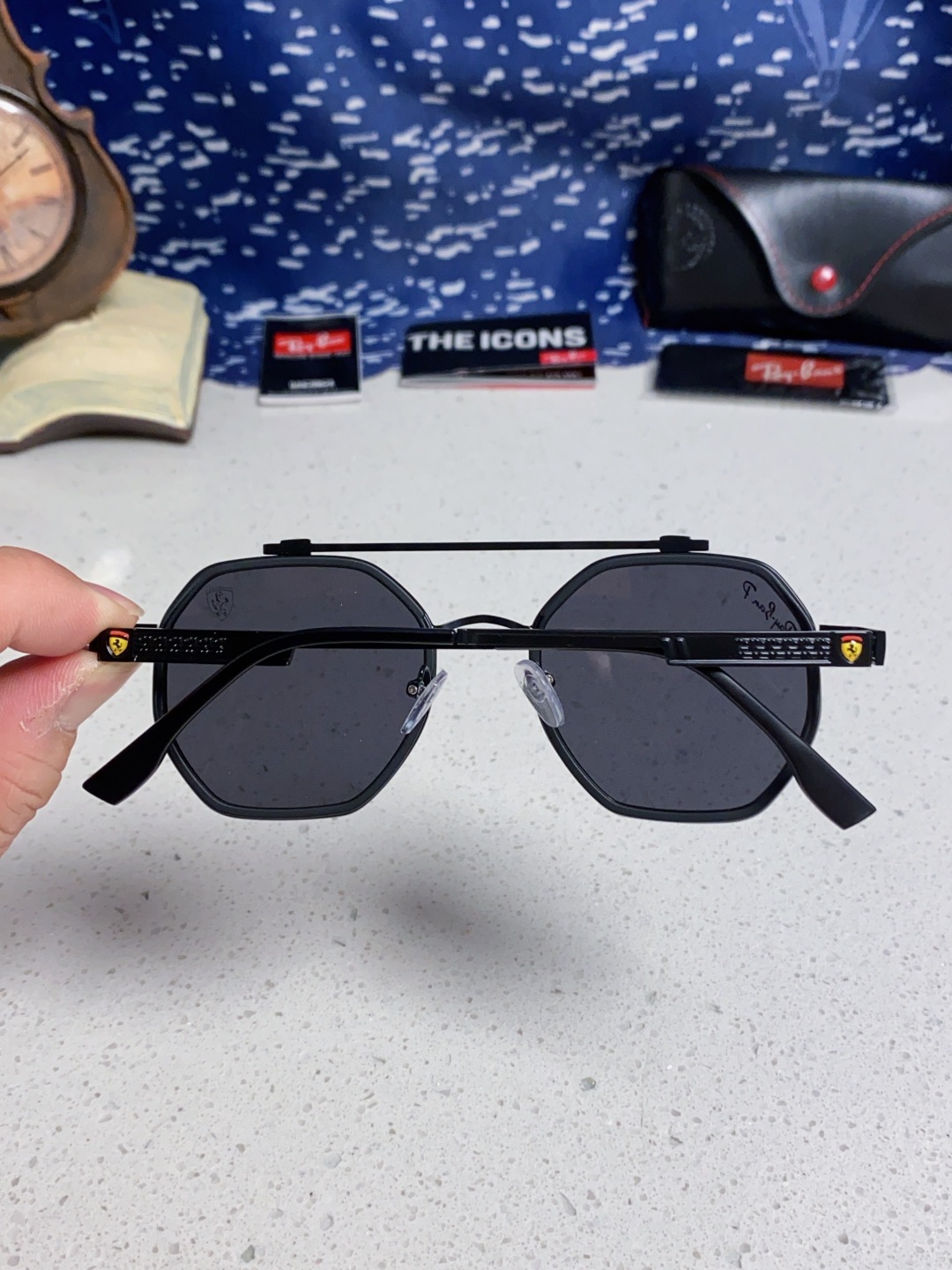 Rayban 雷朋 法拉利联名款 2025新款墨镜偏光夏季太阳镜男高级感蛤蟆镜大框金属防紫外线眼镜 RB