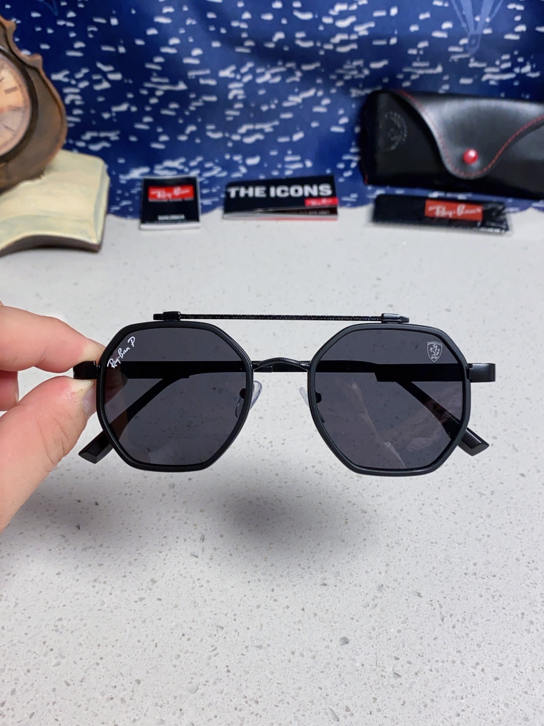 Rayban 雷朋 法拉利联名款 2025新款墨镜偏光夏季太阳镜男高级感蛤蟆镜大框金属防紫外线眼镜 RB