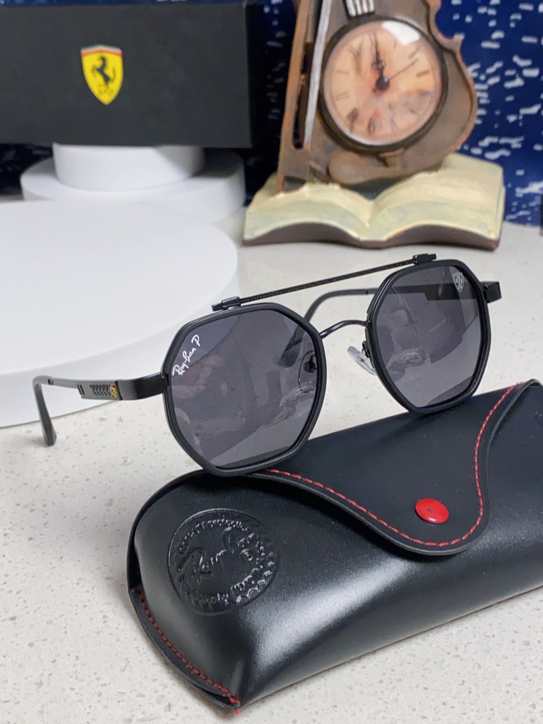 Rayban 雷朋 法拉利联名款 2025新款墨镜偏光夏季太阳镜男高级感蛤蟆镜大框金属防紫外线眼镜 RB
