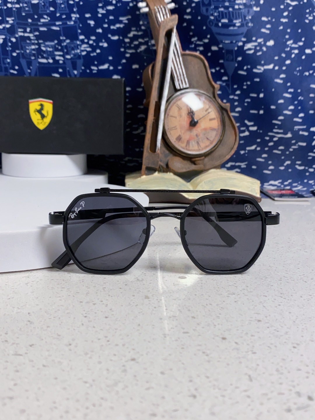 Rayban 雷朋 法拉利联名款 2025新款墨镜偏光夏季太阳镜男高级感蛤蟆镜大框金属防紫外线眼镜 RB