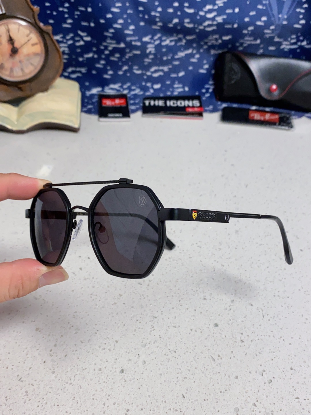 Rayban 雷朋 法拉利联名款 2025新款墨镜偏光夏季太阳镜男高级感蛤蟆镜大框金属防紫外线眼镜 RB