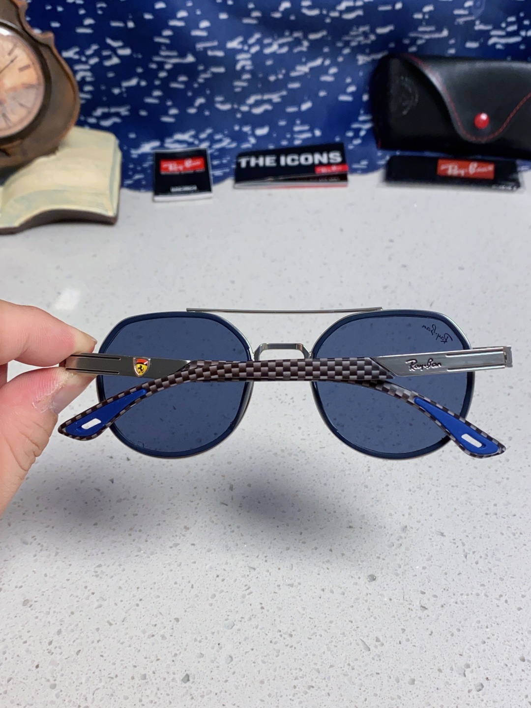 RayBan雷朋法拉利联名款 金属板材椭圆框太阳眼镜女THE PADKYLOB复古双梁遮阳墨镜 男女通用