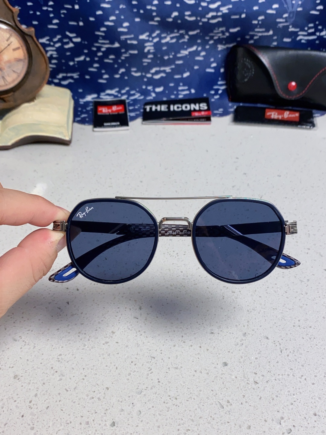 RayBan雷朋法拉利联名款 金属板材椭圆框太阳眼镜女THE PADKYLOB复古双梁遮阳墨镜 男女通用