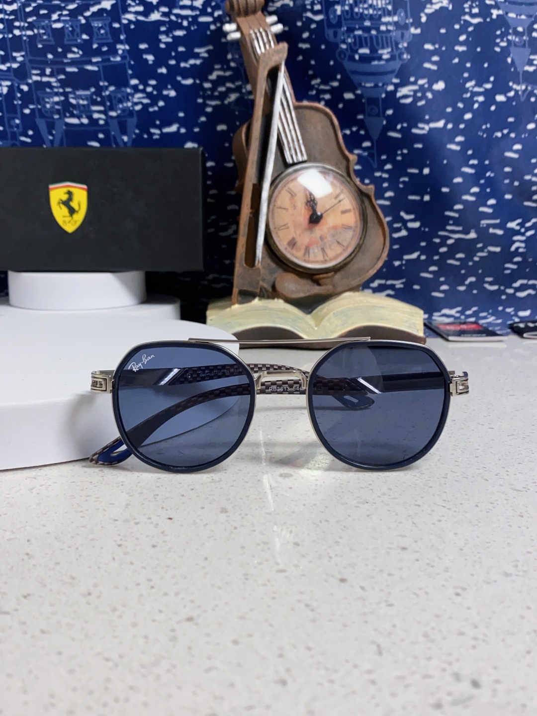 RayBan雷朋法拉利联名款 金属板材椭圆框太阳眼镜女THE PADKYLOB复古双梁遮阳墨镜 男女通用