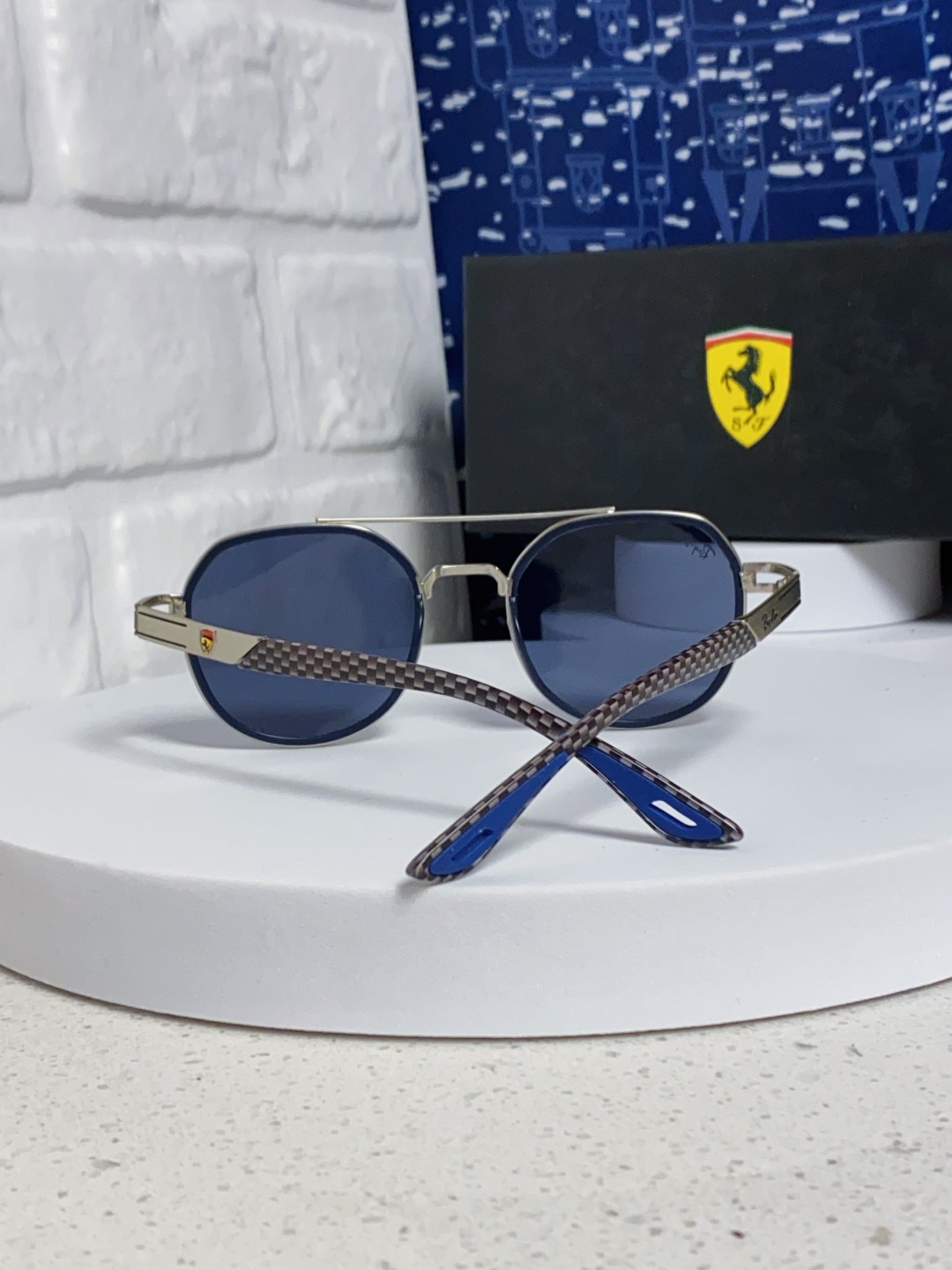 RayBan雷朋法拉利联名款 金属板材椭圆框太阳眼镜女THE PADKYLOB复古双梁遮阳墨镜 男女通用