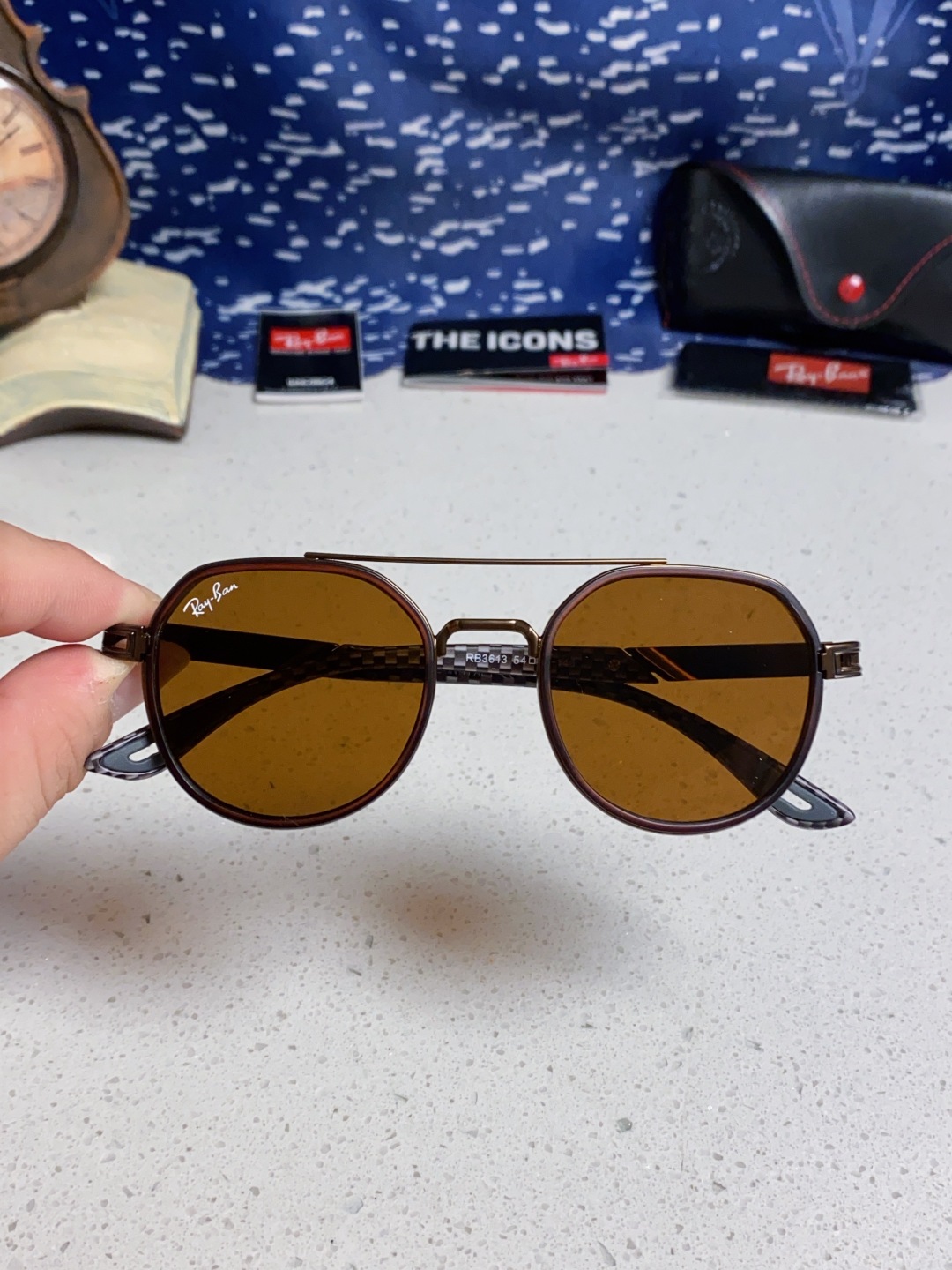 RayBan雷朋法拉利联名款 金属板材椭圆框太阳眼镜女THE PADKYLOB复古双梁遮阳墨镜 男女通用