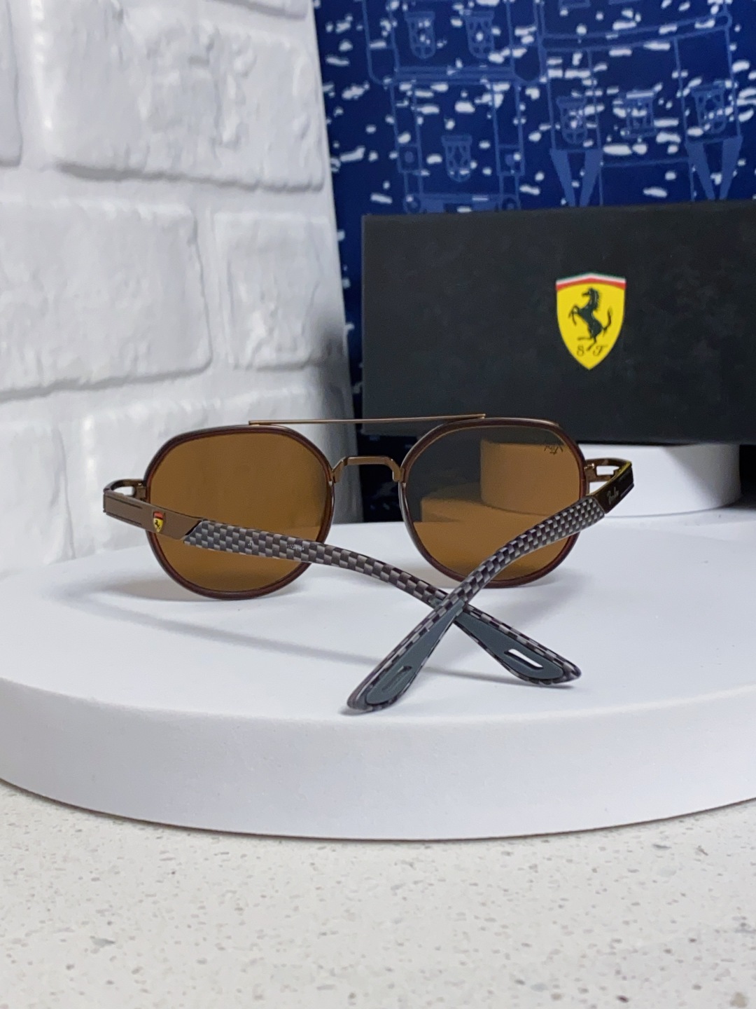 RayBan雷朋法拉利联名款 金属板材椭圆框太阳眼镜女THE PADKYLOB复古双梁遮阳墨镜 男女通用
