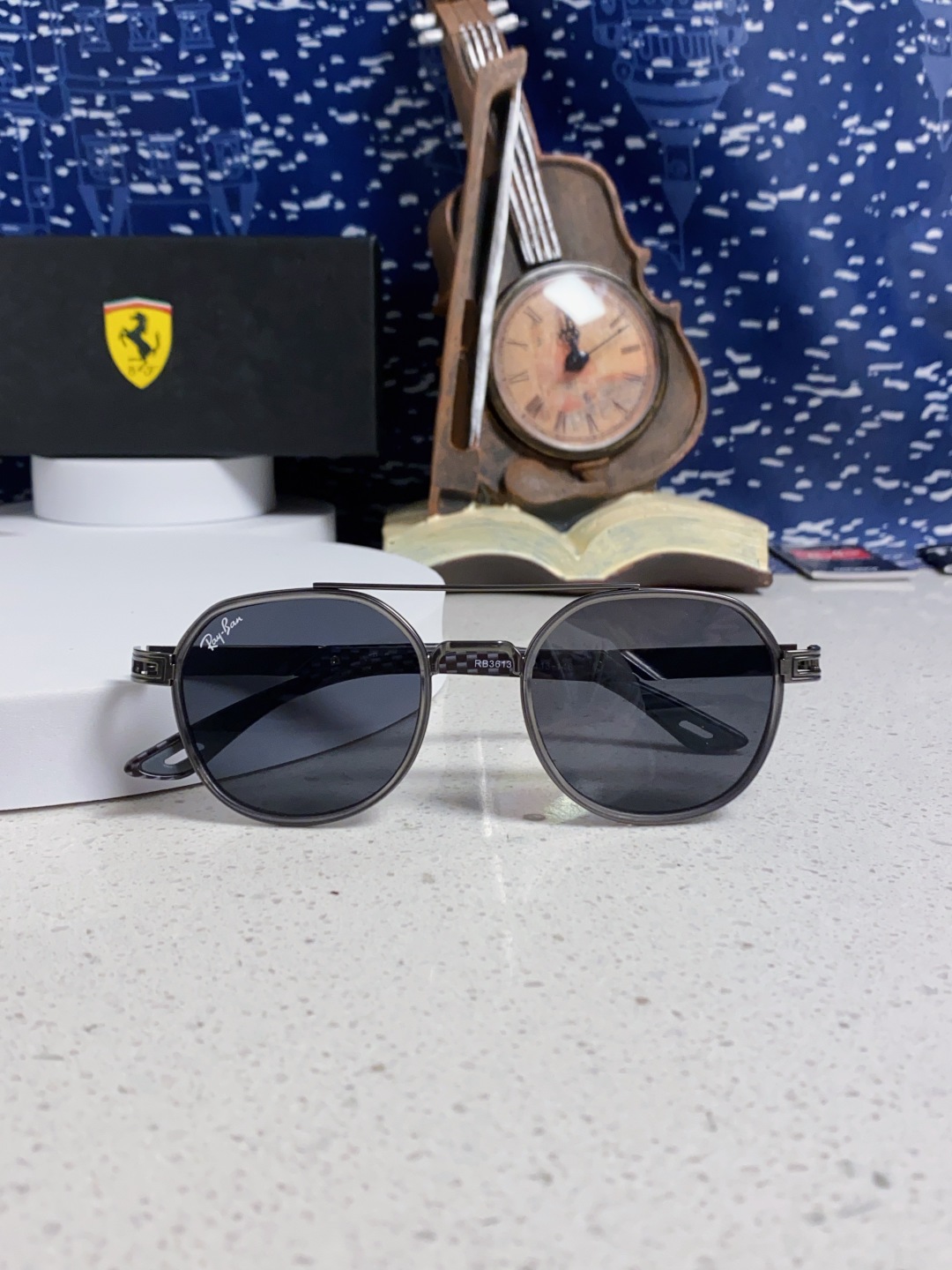RayBan雷朋法拉利联名款 金属板材椭圆框太阳眼镜女THE PADKYLOB复古双梁遮阳墨镜 男女通用