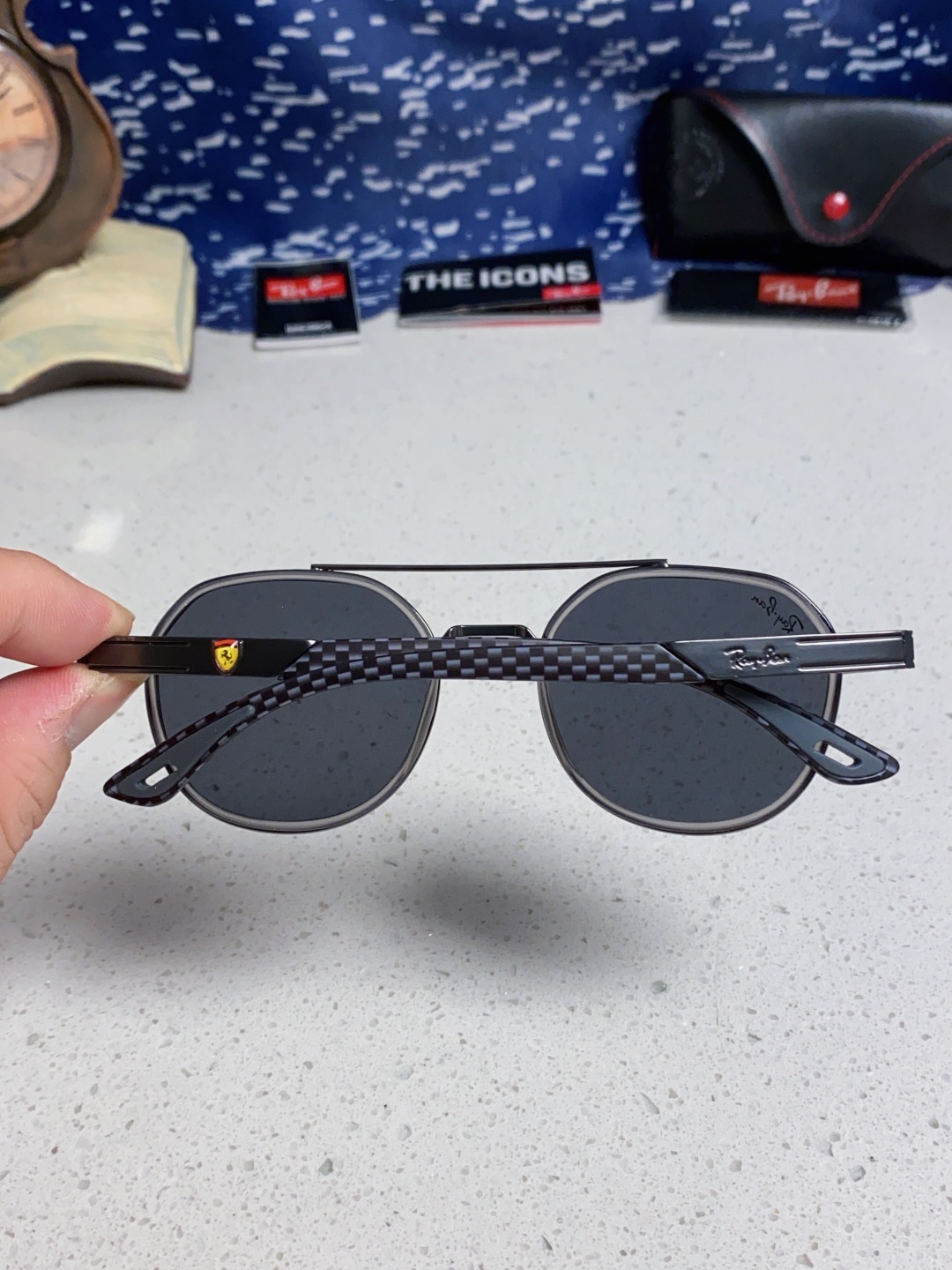 RayBan雷朋法拉利联名款 金属板材椭圆框太阳眼镜女THE PADKYLOB复古双梁遮阳墨镜 男女通用