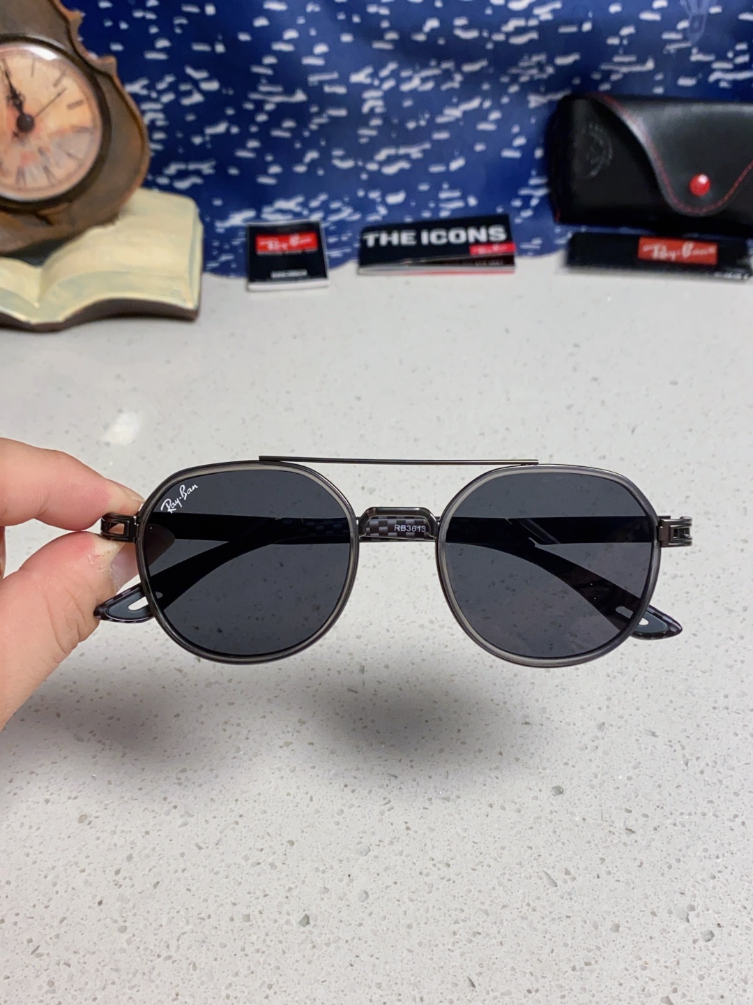 RayBan雷朋法拉利联名款 金属板材椭圆框太阳眼镜女THE PADKYLOB复古双梁遮阳墨镜 男女通用