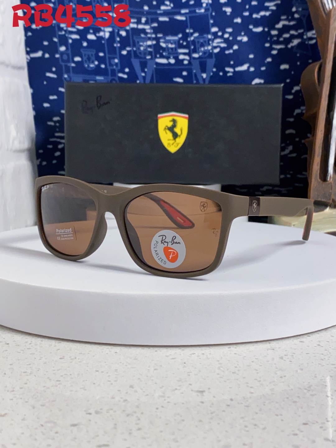 Rayban雷朋法拉利联名 2025新款偏光太阳镜方形框眼镜男女墨镜大框 RB4558