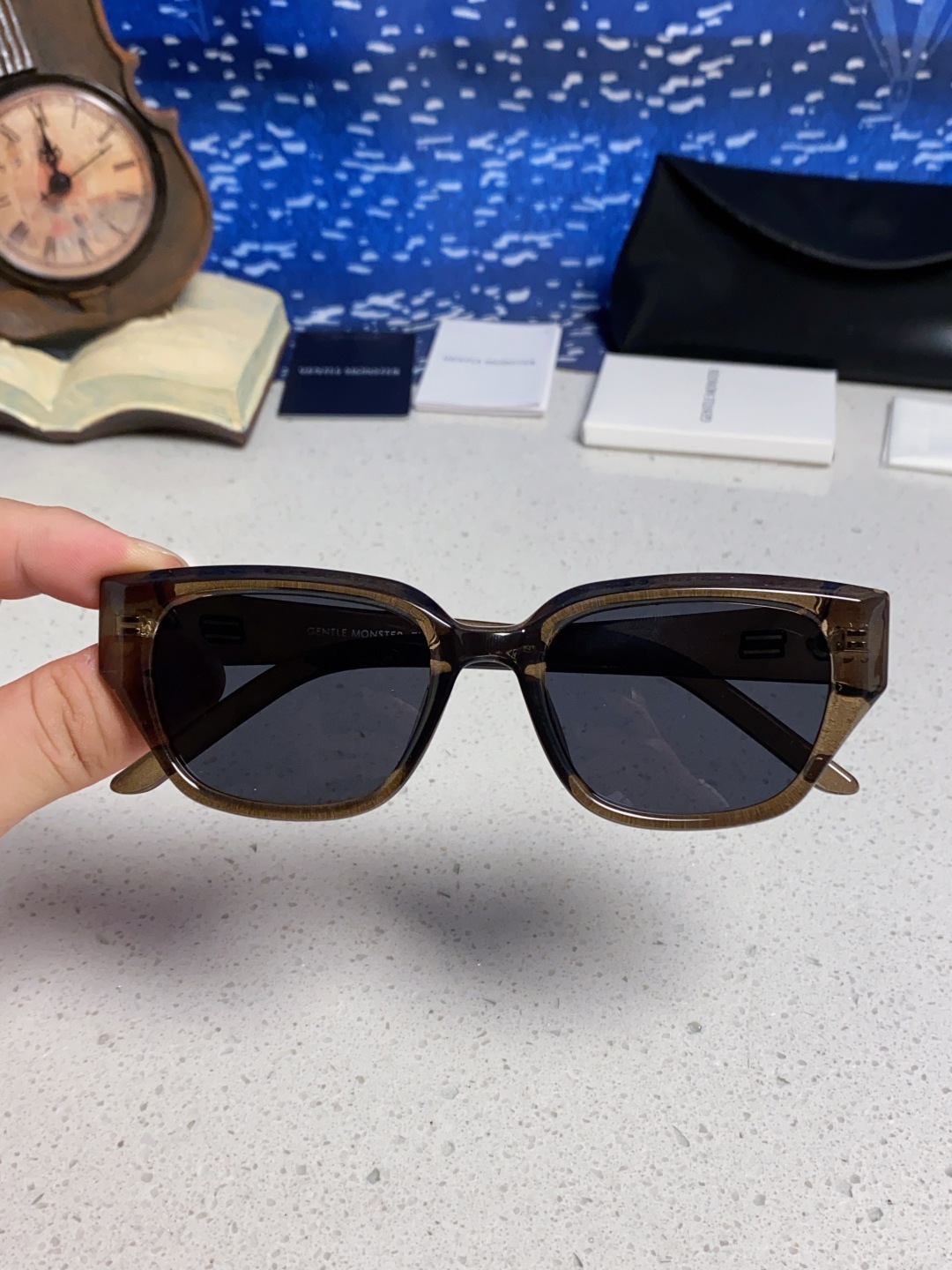 Gentle Moster(GM) 2025新款韩版时尚方框墨镜女款高级感大脸显瘦防紫外线太阳眼镜男 型