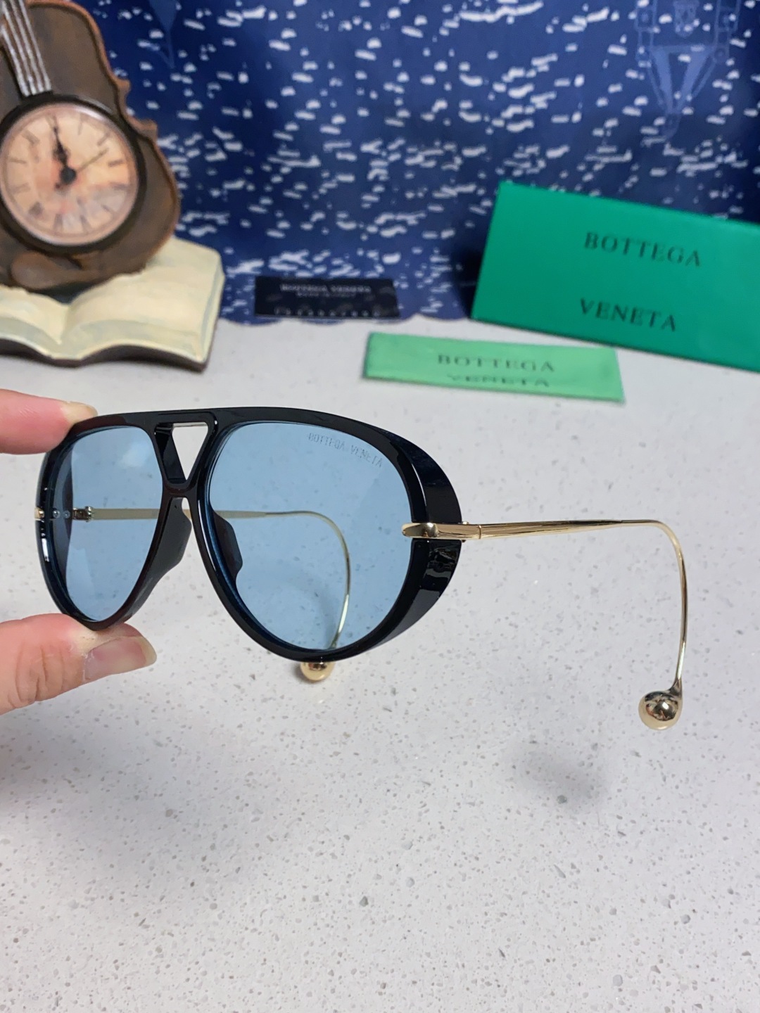BottegaVeneta宝缇嘉 2025款欧美奢华女男大框遮脸飞行员太阳眼欧洲站博主开车蛤蟆墨镜 BV