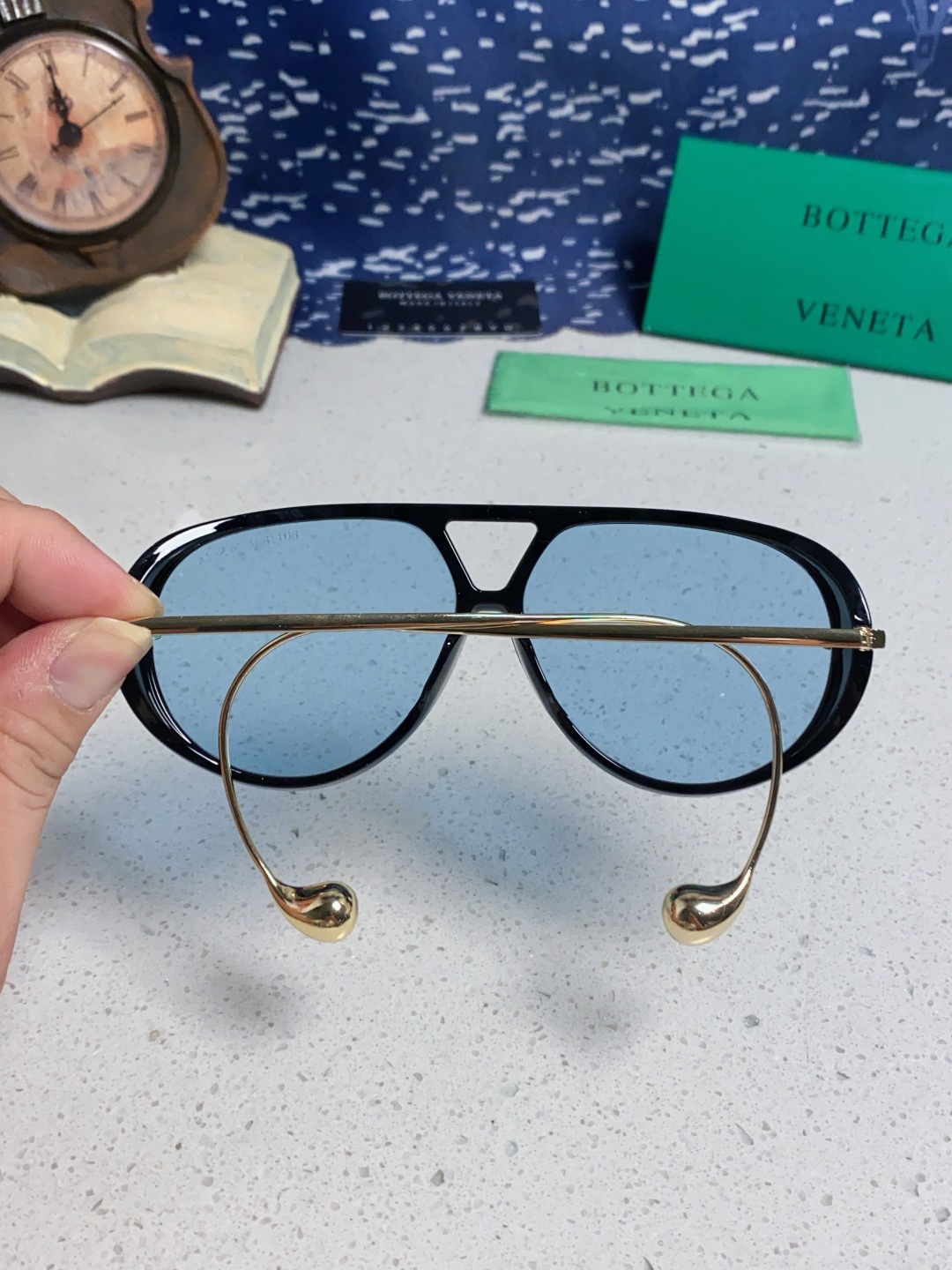BottegaVeneta宝缇嘉 2025款欧美奢华女男大框遮脸飞行员太阳眼欧洲站博主开车蛤蟆墨镜 BV
