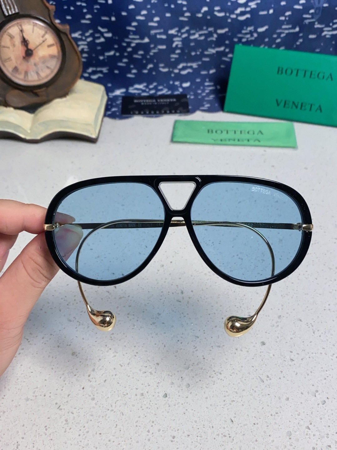 BottegaVeneta宝缇嘉 2025款欧美奢华女男大框遮脸飞行员太阳眼欧洲站博主开车蛤蟆墨镜 BV