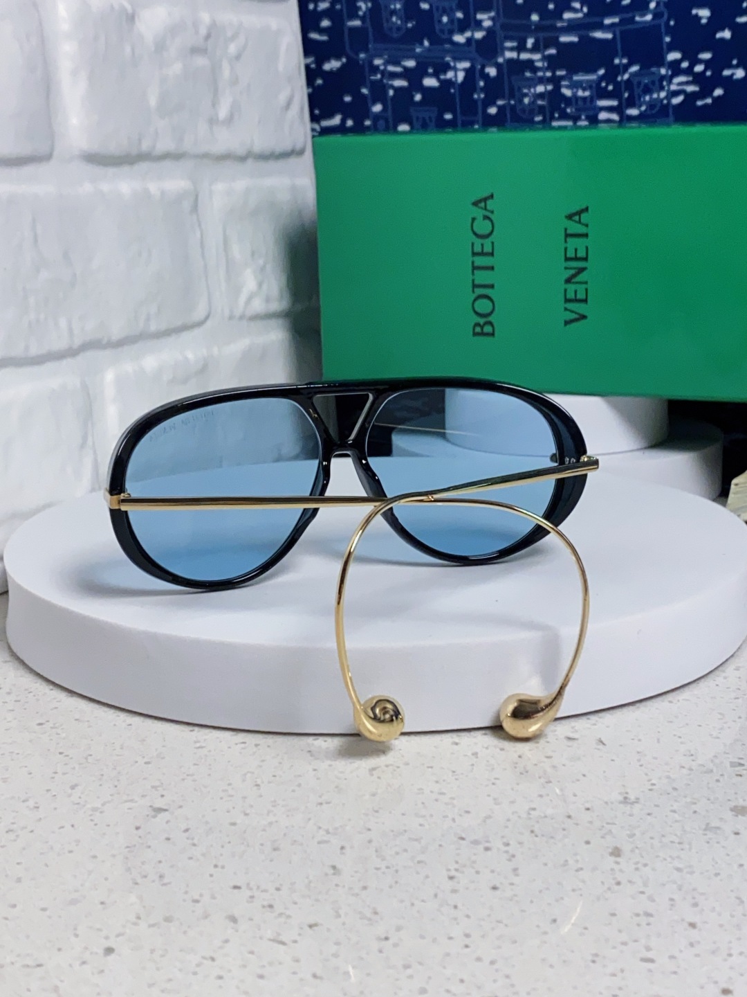 BottegaVeneta宝缇嘉 2025款欧美奢华女男大框遮脸飞行员太阳眼欧洲站博主开车蛤蟆墨镜 BV