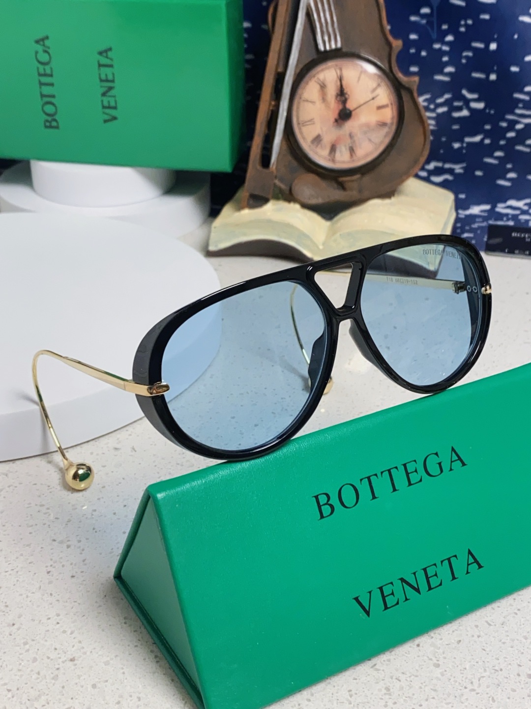 BottegaVeneta宝缇嘉 2025款欧美奢华女男大框遮脸飞行员太阳眼欧洲站博主开车蛤蟆墨镜 BV