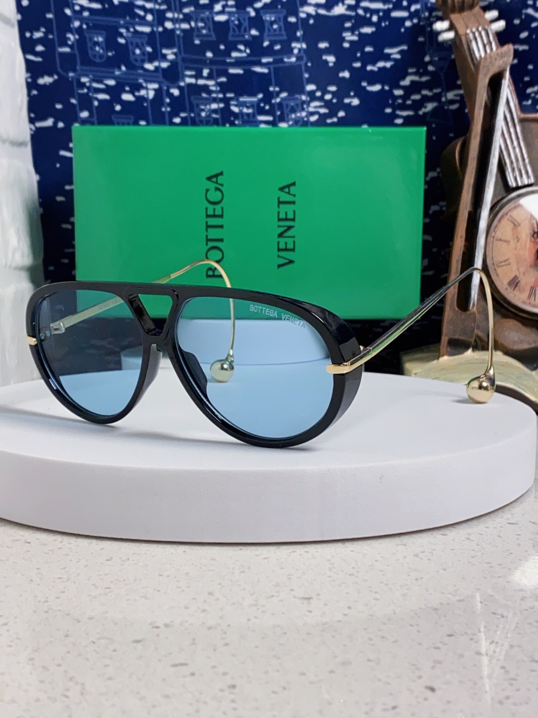 BottegaVeneta宝缇嘉 2025款欧美奢华女男大框遮脸飞行员太阳眼欧洲站博主开车蛤蟆墨镜 BV