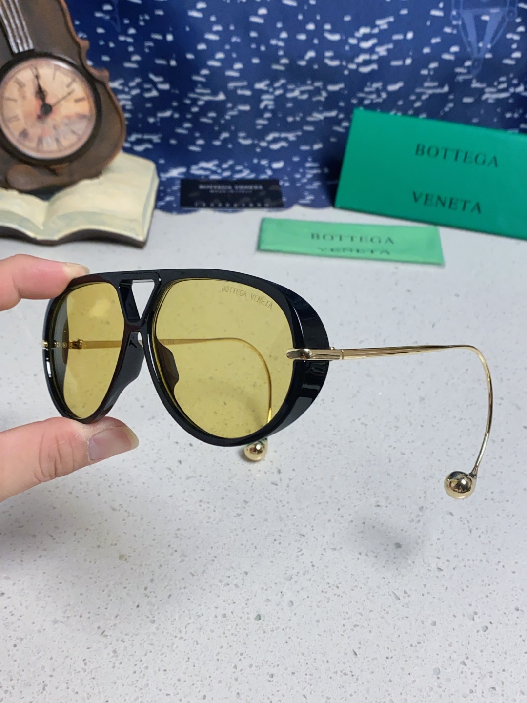 BottegaVeneta宝缇嘉 2025款欧美奢华女男大框遮脸飞行员太阳眼欧洲站博主开车蛤蟆墨镜 BV