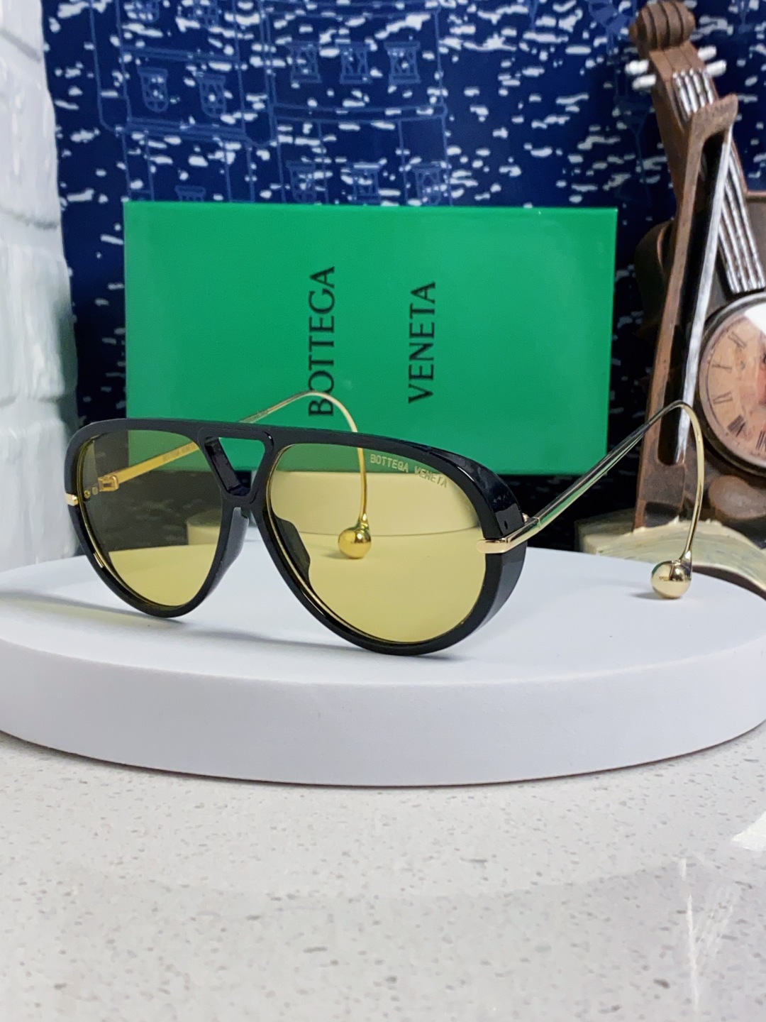 BottegaVeneta宝缇嘉 2025款欧美奢华女男大框遮脸飞行员太阳眼欧洲站博主开车蛤蟆墨镜 BV