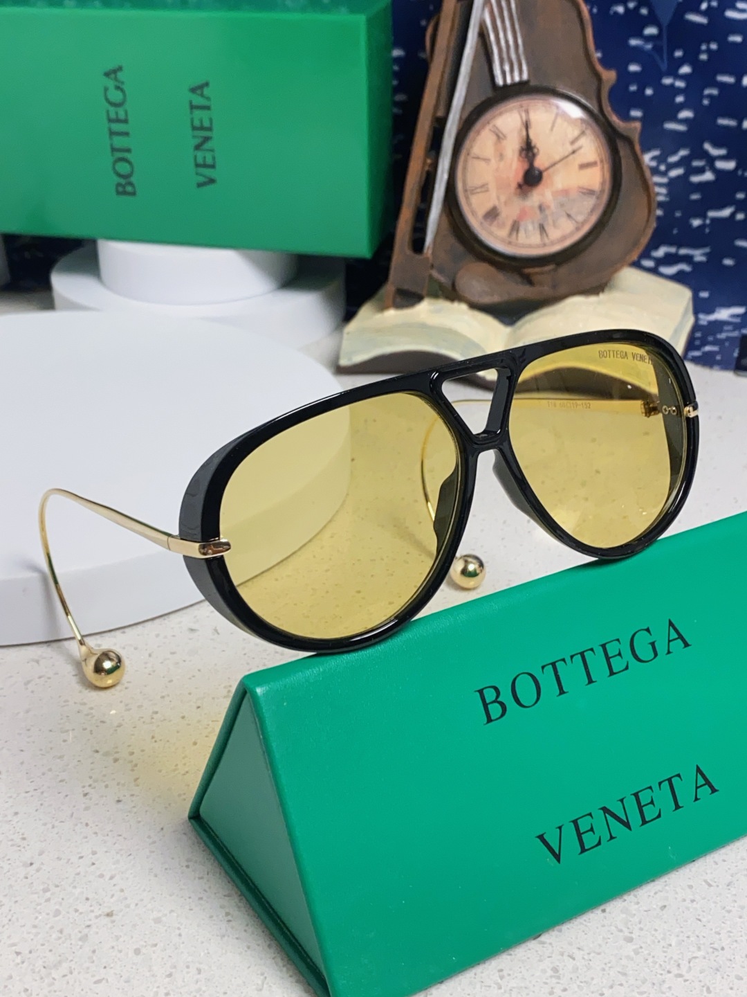 BottegaVeneta宝缇嘉 2025款欧美奢华女男大框遮脸飞行员太阳眼欧洲站博主开车蛤蟆墨镜 BV