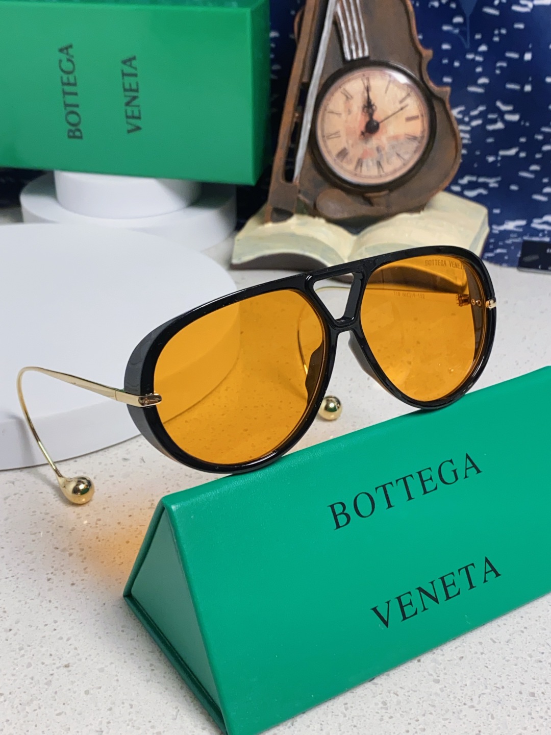 BottegaVeneta宝缇嘉 2025款欧美奢华女男大框遮脸飞行员太阳眼欧洲站博主开车蛤蟆墨镜 BV