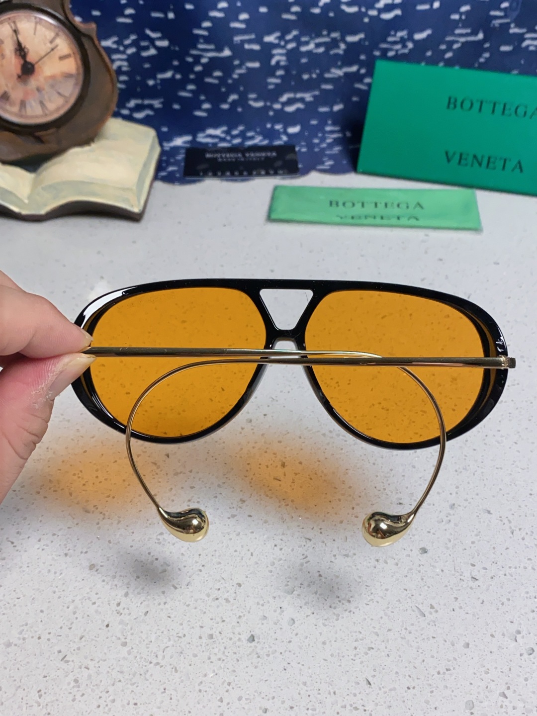 BottegaVeneta宝缇嘉 2025款欧美奢华女男大框遮脸飞行员太阳眼欧洲站博主开车蛤蟆墨镜 BV