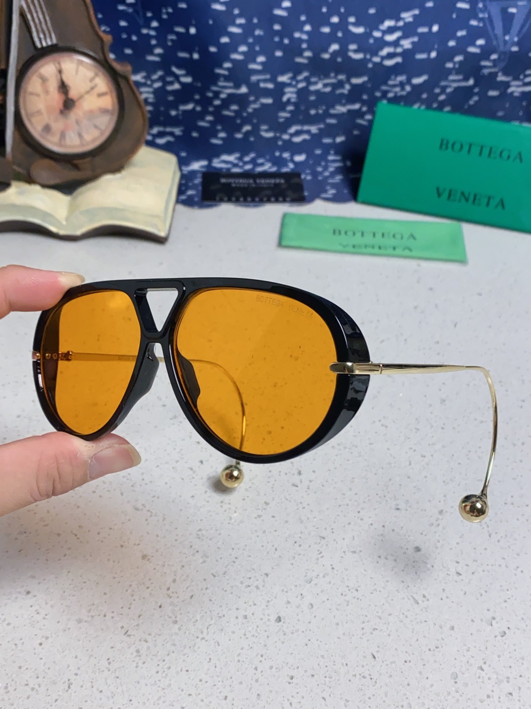 BottegaVeneta宝缇嘉 2025款欧美奢华女男大框遮脸飞行员太阳眼欧洲站博主开车蛤蟆墨镜 BV