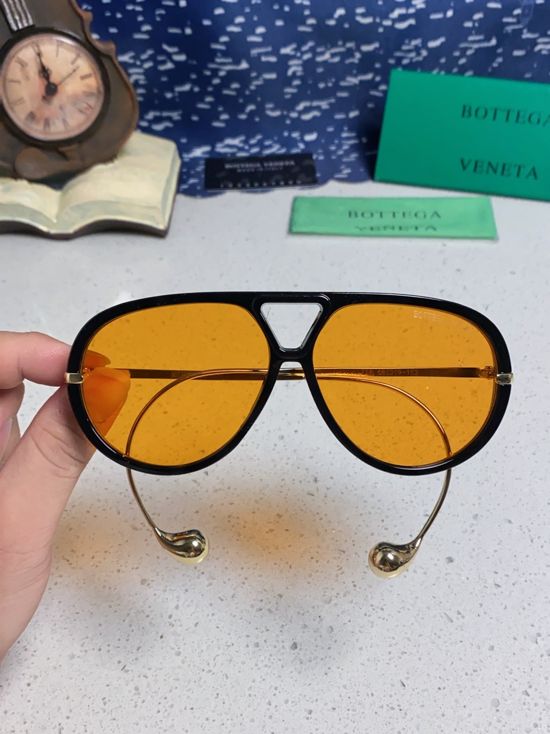 BottegaVeneta宝缇嘉 2025款欧美奢华女男大框遮脸飞行员太阳眼欧洲站博主开车蛤蟆墨镜 BV