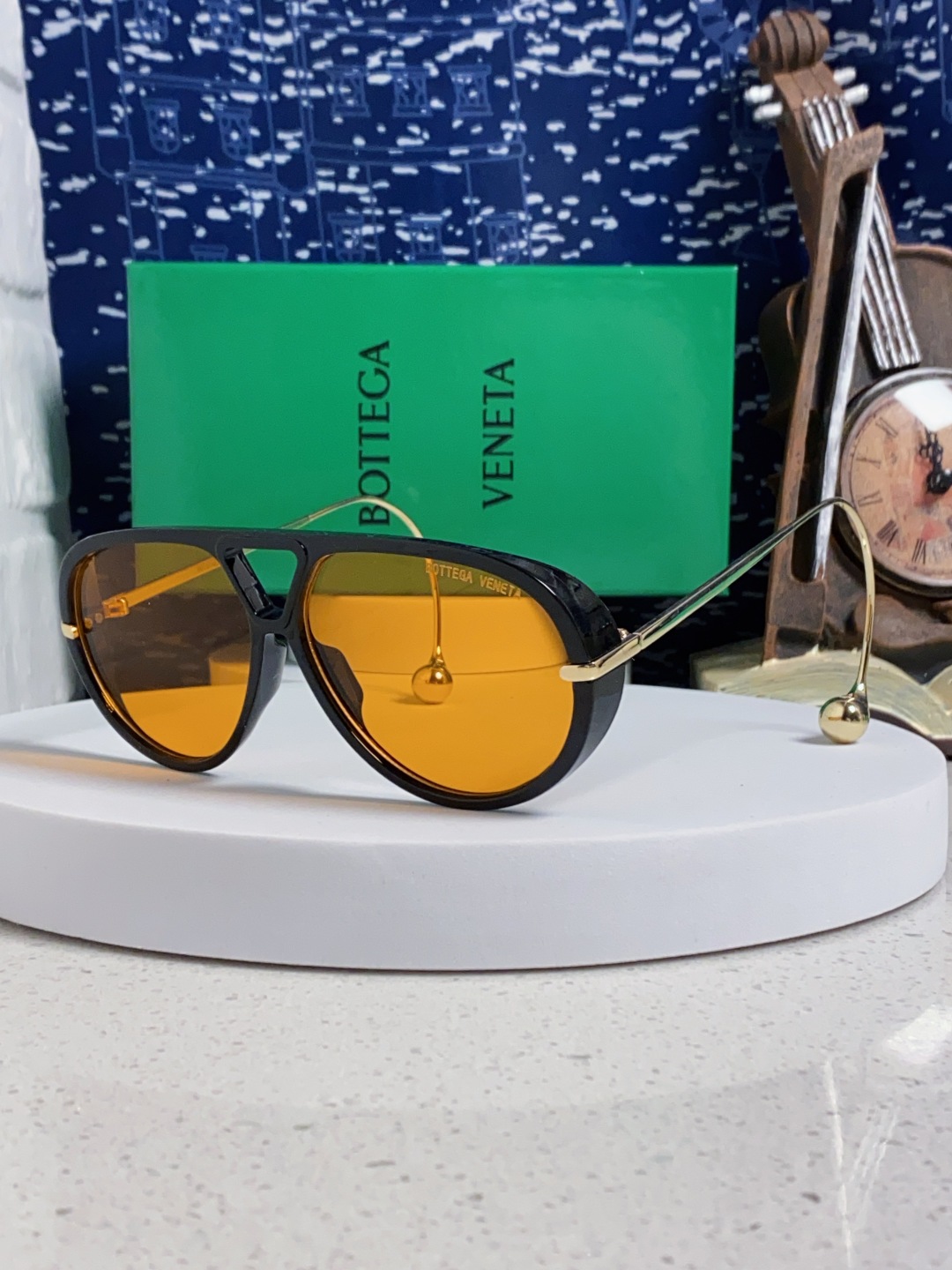 BottegaVeneta宝缇嘉 2025款欧美奢华女男大框遮脸飞行员太阳眼欧洲站博主开车蛤蟆墨镜 BV