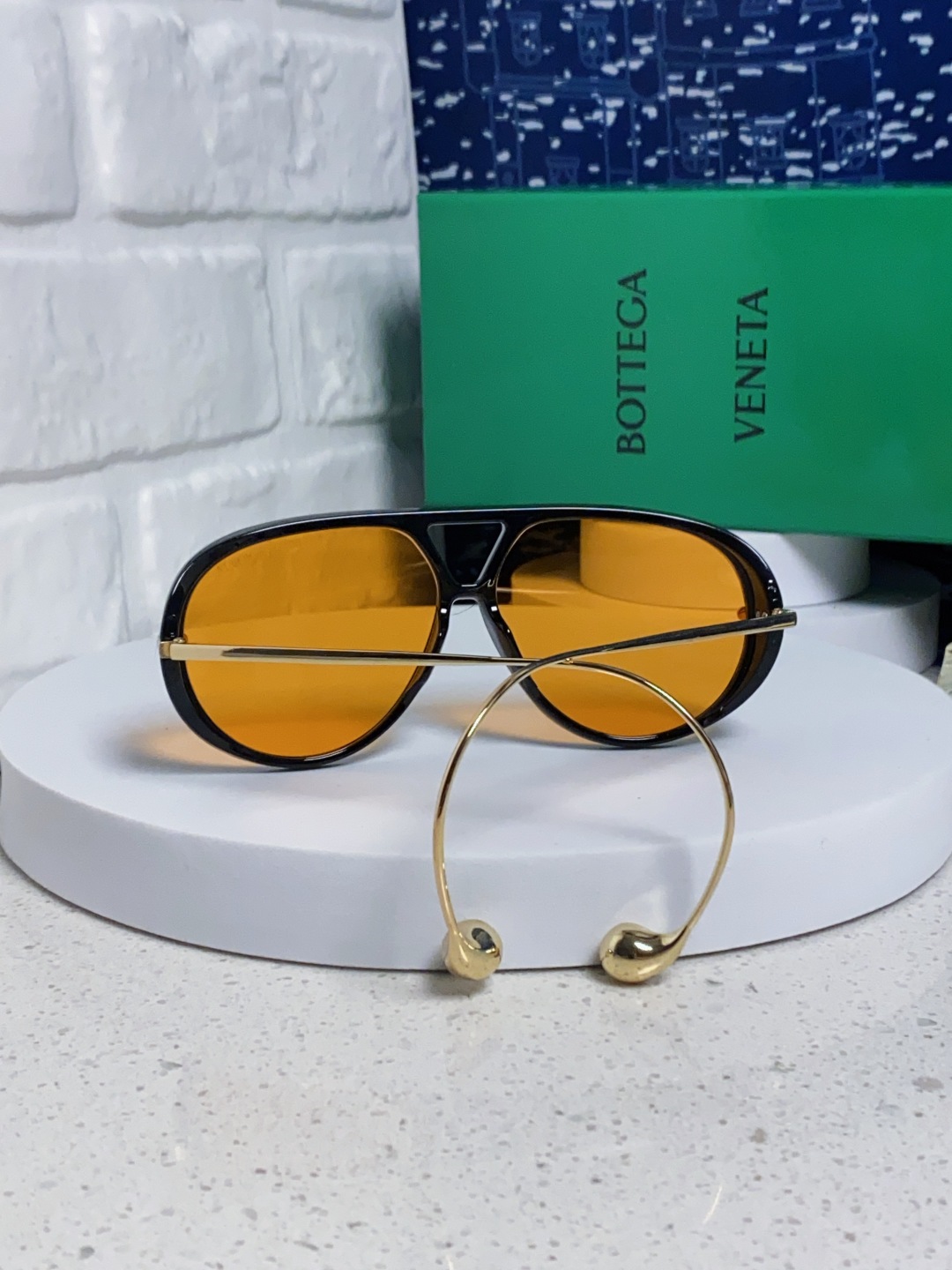 BottegaVeneta宝缇嘉 2025款欧美奢华女男大框遮脸飞行员太阳眼欧洲站博主开车蛤蟆墨镜 BV