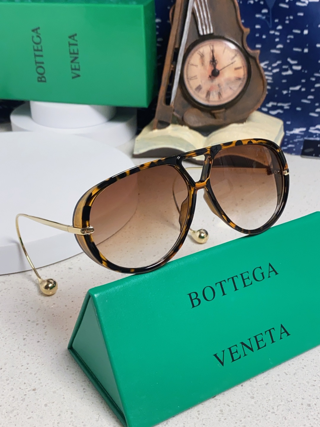 BottegaVeneta宝缇嘉 2025款欧美奢华女男大框遮脸飞行员太阳眼欧洲站博主开车蛤蟆墨镜 BV