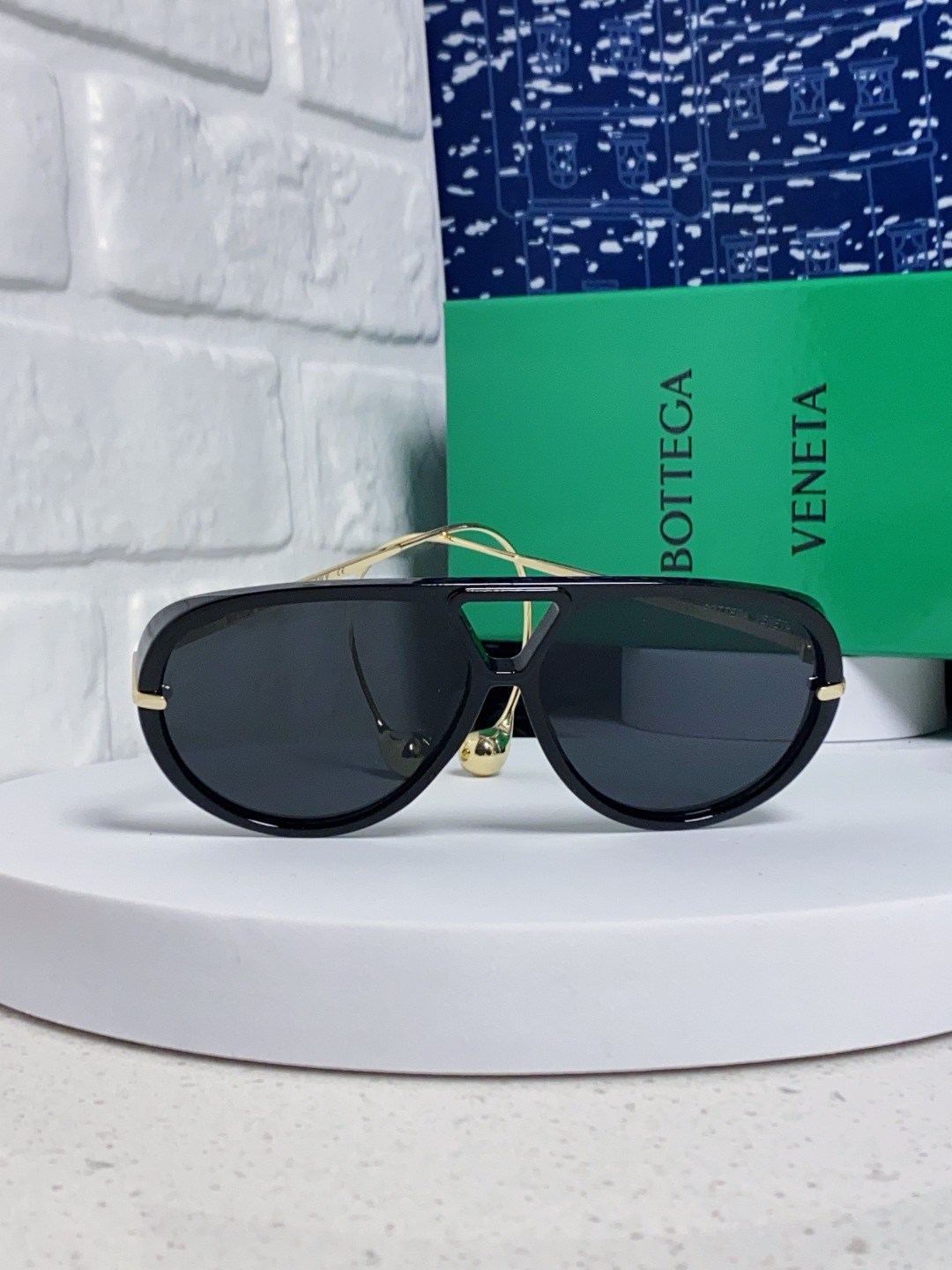 BottegaVeneta宝缇嘉 2025款欧美奢华女男大框遮脸飞行员太阳眼欧洲站博主开车蛤蟆墨镜 BV