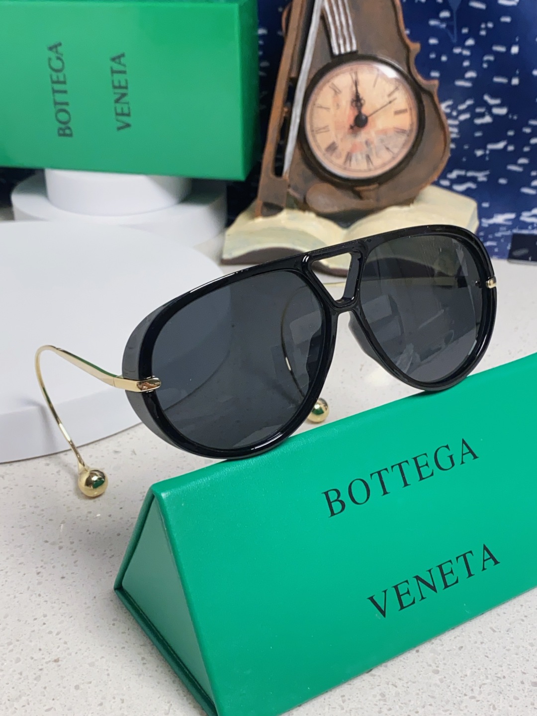 BottegaVeneta宝缇嘉 2025款欧美奢华女男大框遮脸飞行员太阳眼欧洲站博主开车蛤蟆墨镜 BV