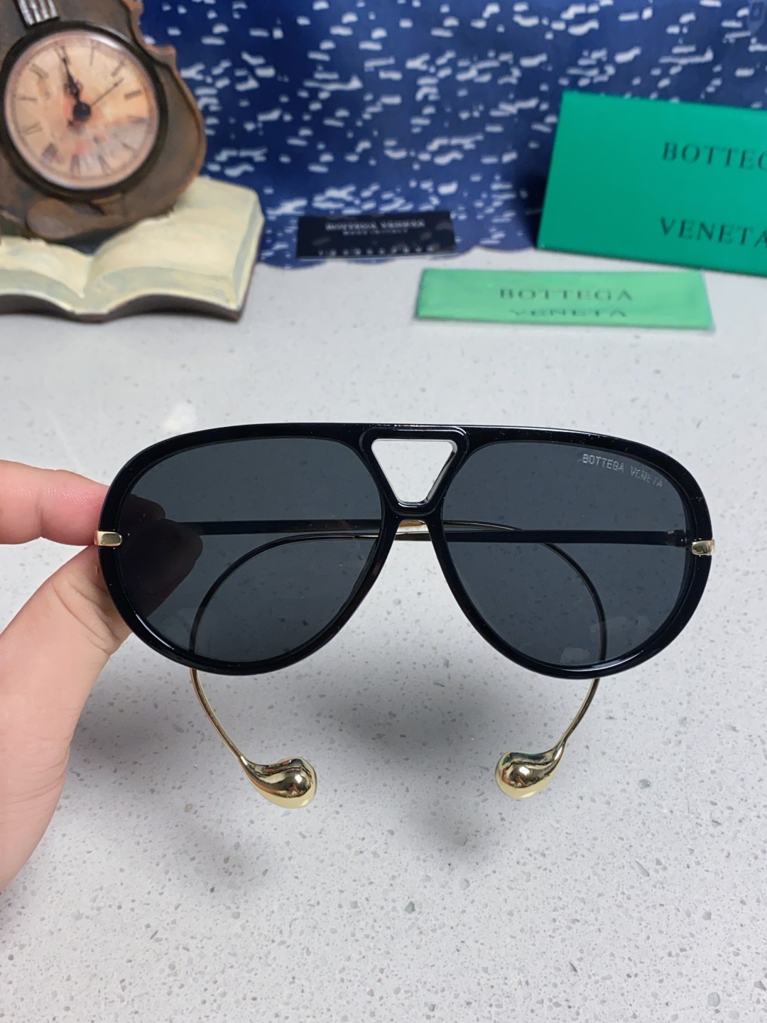 BottegaVeneta宝缇嘉 2025款欧美奢华女男大框遮脸飞行员太阳眼欧洲站博主开车蛤蟆墨镜 BV