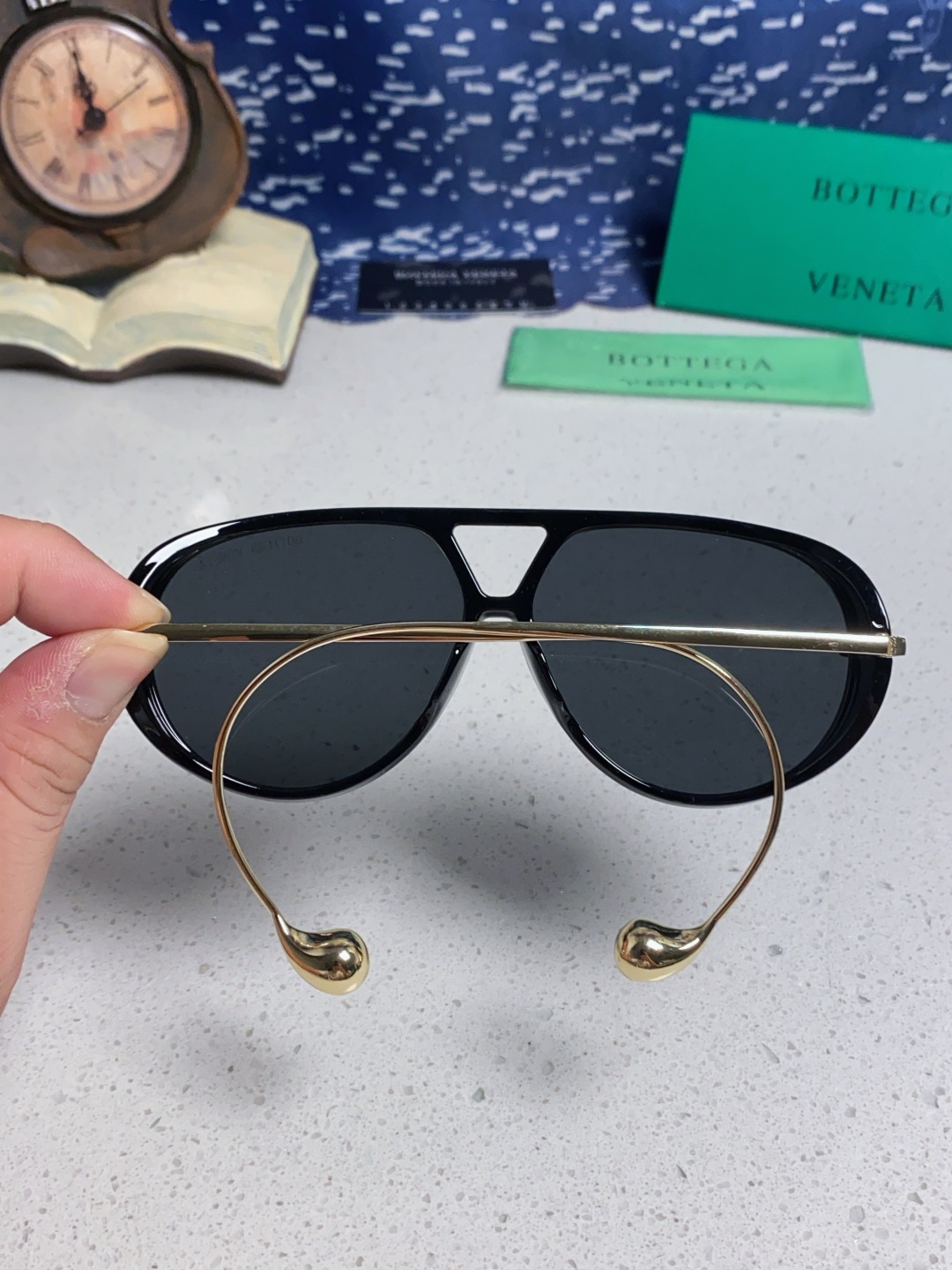 BottegaVeneta宝缇嘉 2025款欧美奢华女男大框遮脸飞行员太阳眼欧洲站博主开车蛤蟆墨镜 BV