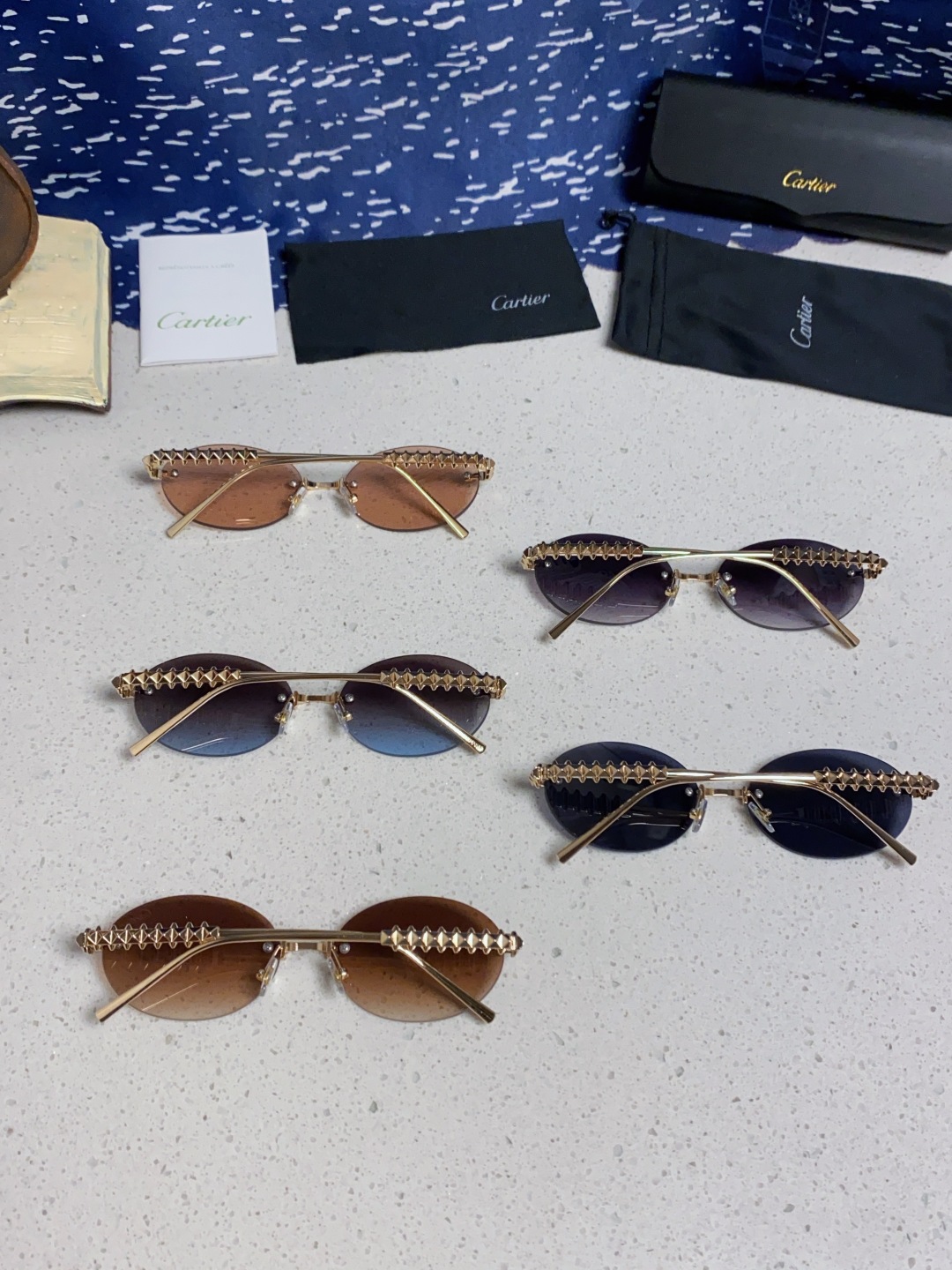 Carter卡地亚 2025款欧美奢华女个性前卫圆框无框太阳眼欧洲站明星同街拍猫防晒墨镜