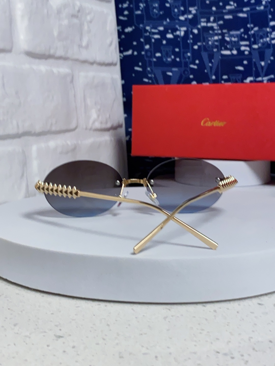 Carter卡地亚 2025款欧美奢华女个性前卫圆框无框太阳眼欧洲站明星同街拍猫防晒墨镜