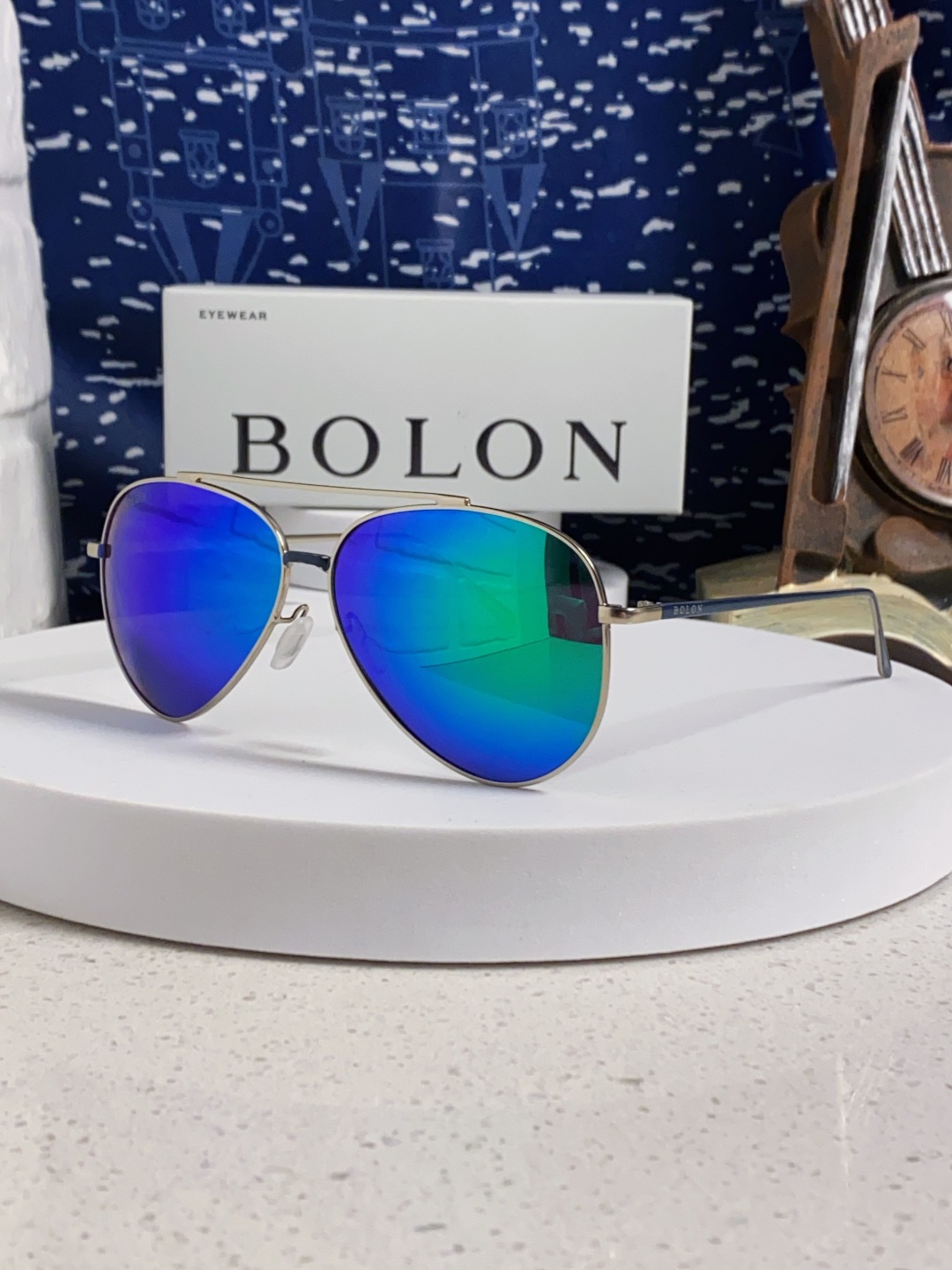 Bolon暴龙 2025新款司机太阳镜男开车专用飞行员式高清偏光蛤蟆镜女时尚眼镜