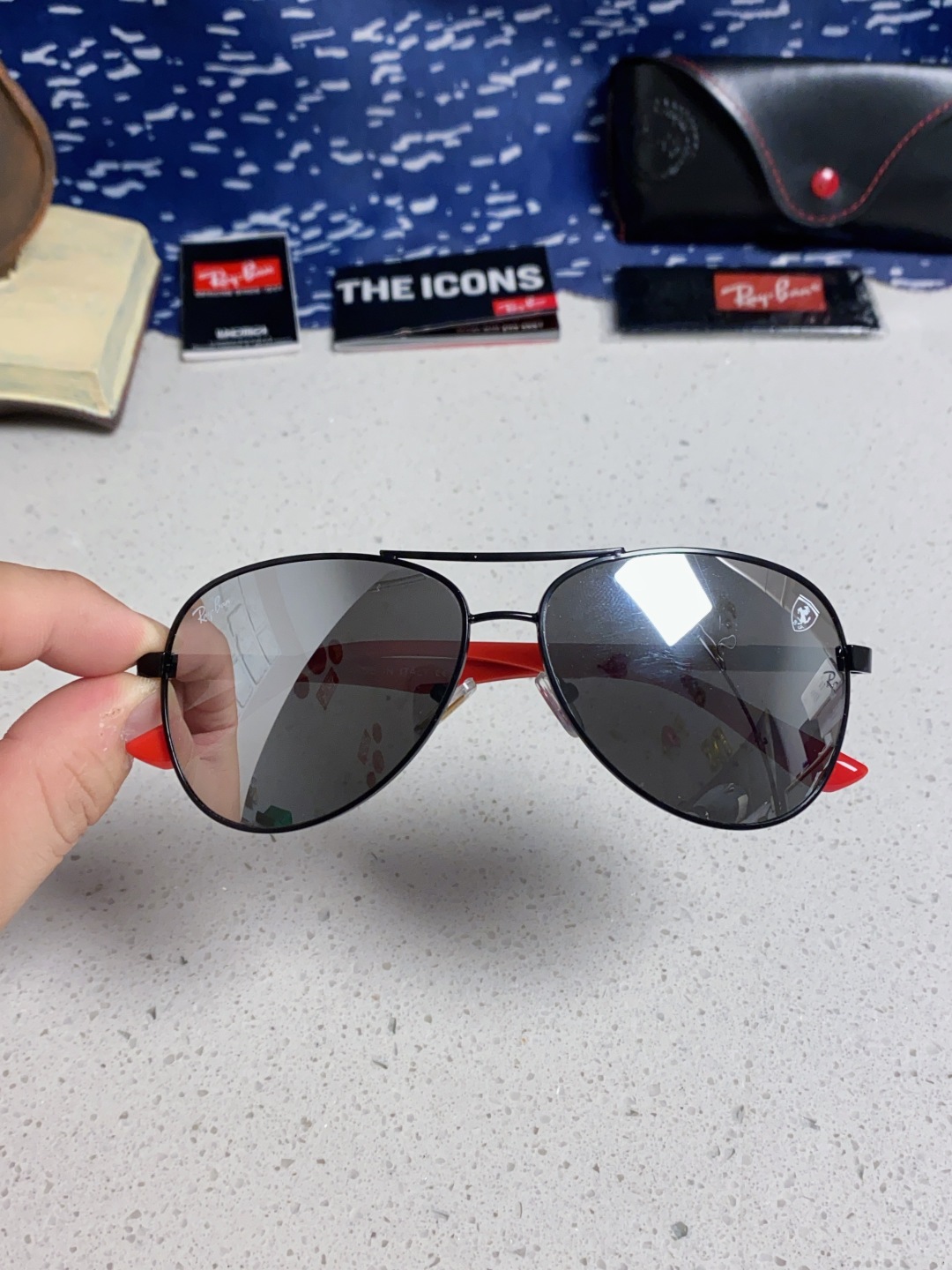 RayBan雷朋 太阳镜法拉利款男女百搭飞行员墨镜 RB8313