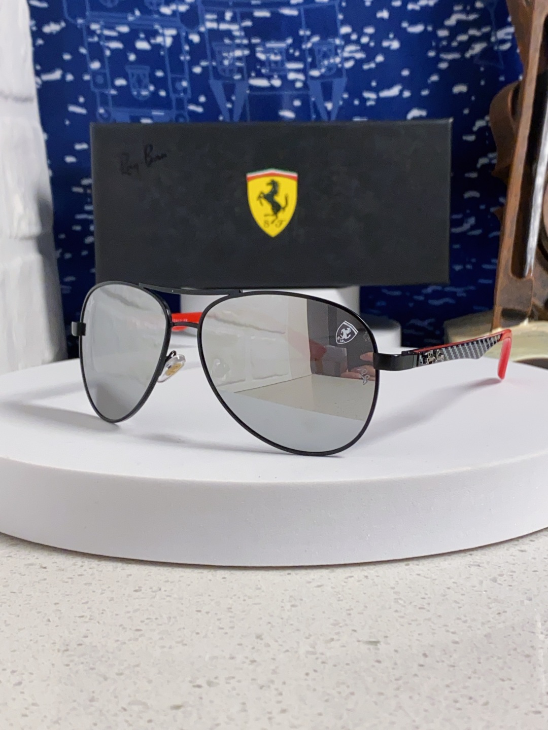 RayBan雷朋 太阳镜法拉利款男女百搭飞行员墨镜 RB8313