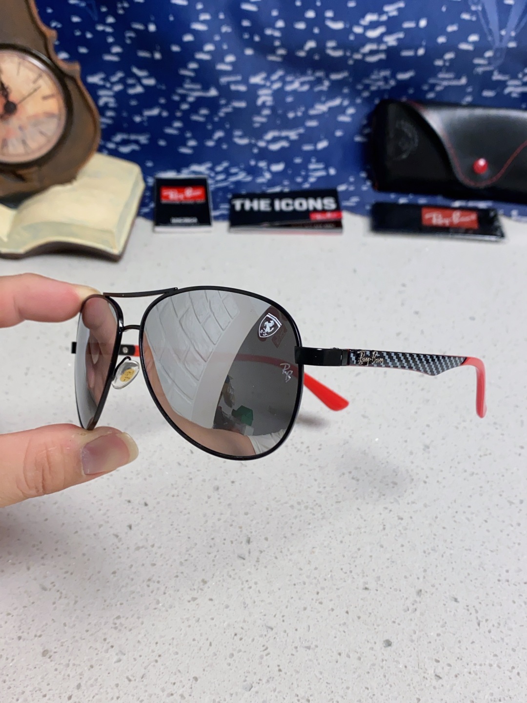 RayBan雷朋 太阳镜法拉利款男女百搭飞行员墨镜 RB8313