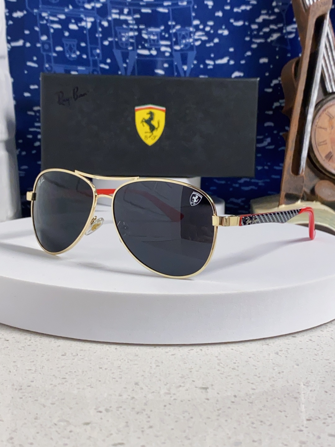 RayBan雷朋 太阳镜法拉利款男女百搭飞行员墨镜 RB8313