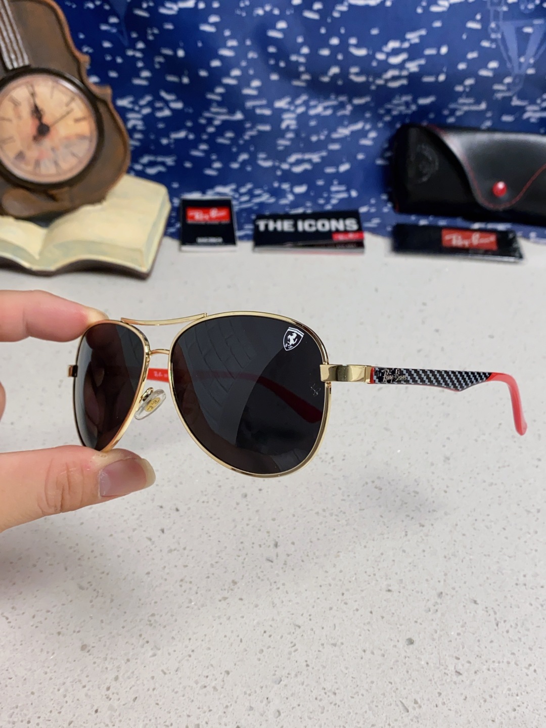 RayBan雷朋 太阳镜法拉利款男女百搭飞行员墨镜 RB8313