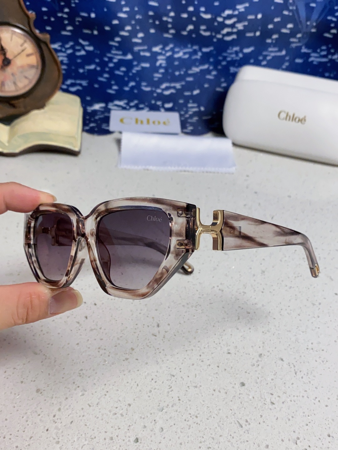 Chloe克洛伊 2025新款春夏新款猫眼形太阳镜女高级感方形大框墨镜男女潮流防紫外线