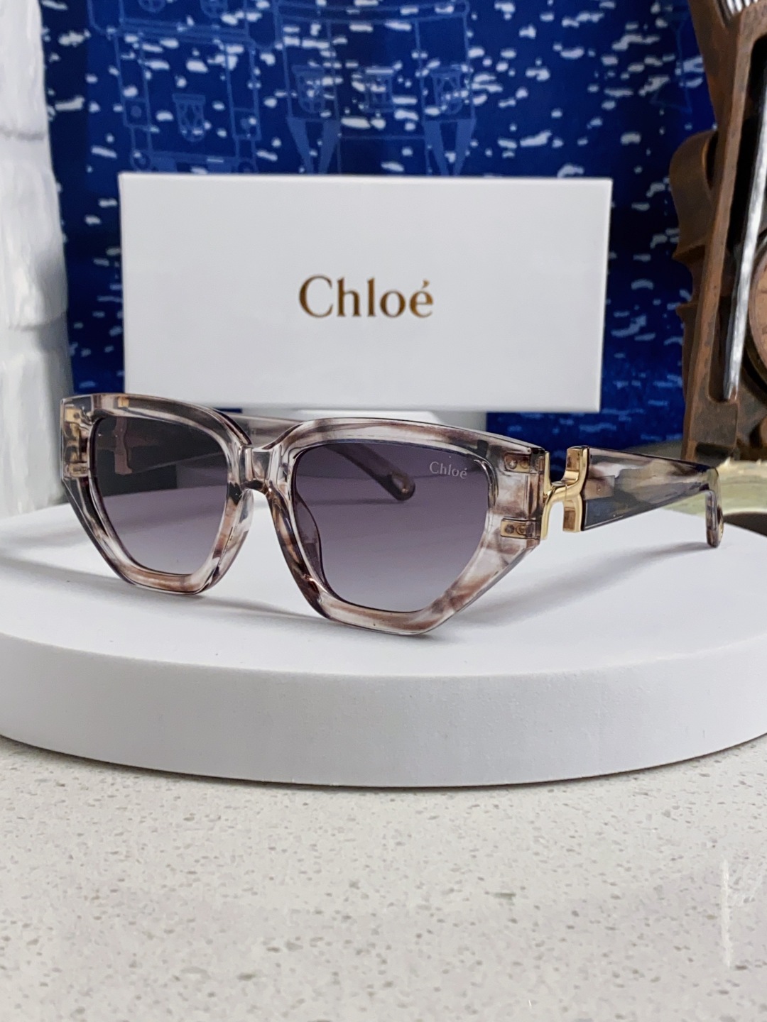 Chloe克洛伊 2025新款春夏新款猫眼形太阳镜女高级感方形大框墨镜男女潮流防紫外线