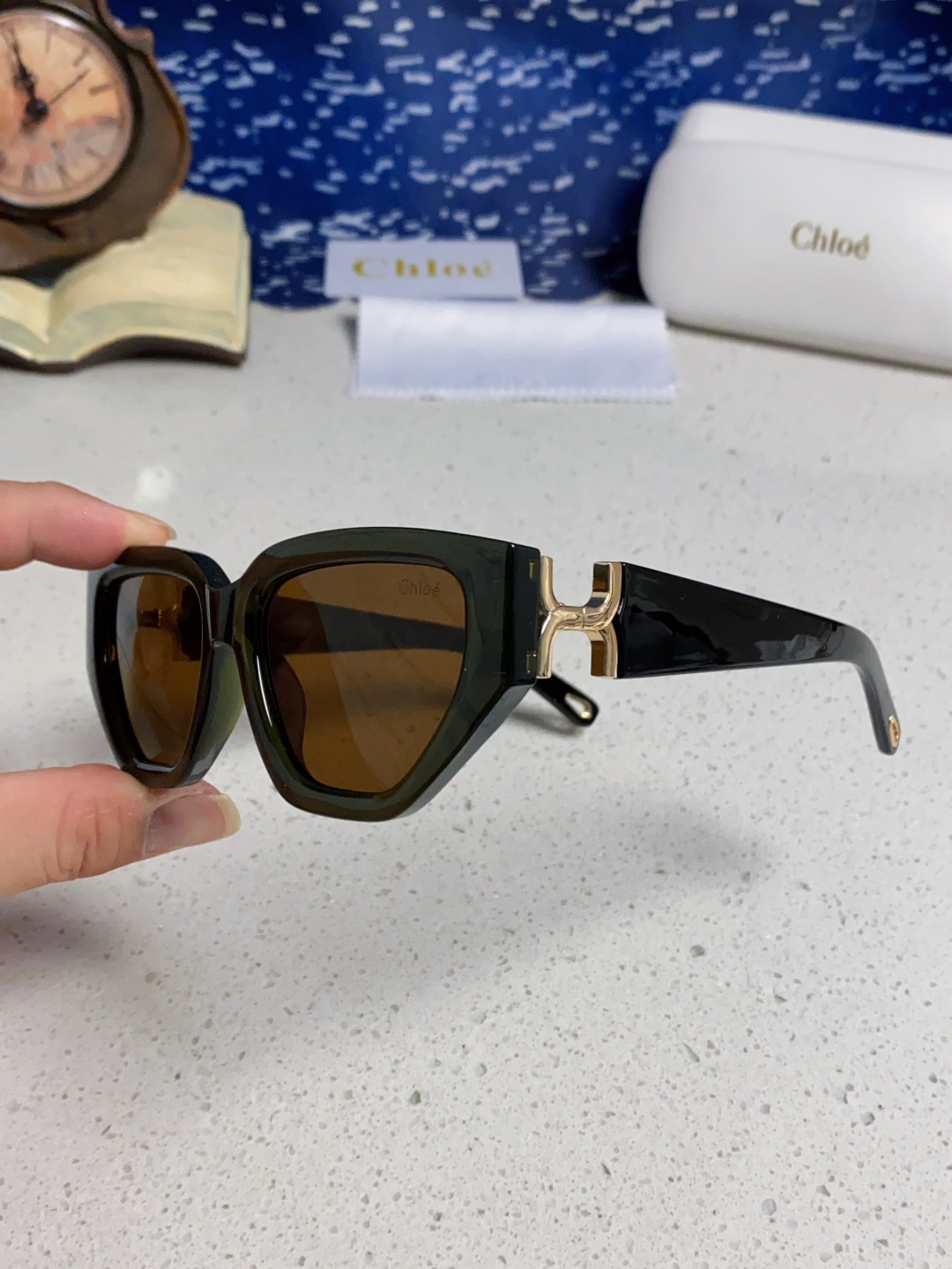 Chloe克洛伊 2025新款春夏新款猫眼形太阳镜女高级感方形大框墨镜男女潮流防紫外线