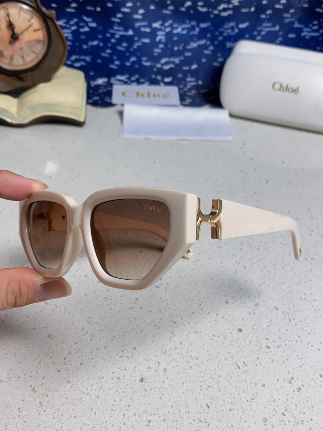 Chloe克洛伊 2025新款春夏新款猫眼形太阳镜女高级感方形大框墨镜男女潮流防紫外线